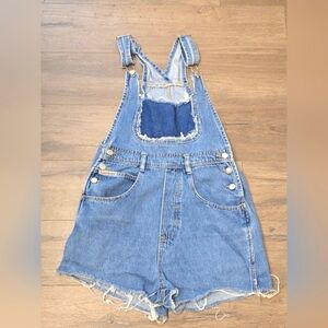 London London Cut Off Denim Overalls Medium Boho Streetwear Western Festival